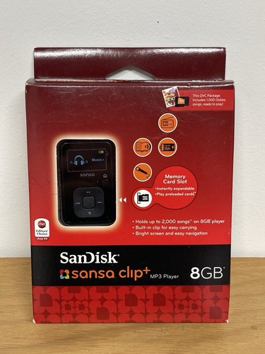 SanDisk Sansa Clip+ Plus 8GB MP3 Player Recorder FM Radio SD Card Slot SEALED