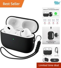 Elegant Black Silicone Case for AirPods Pro 3 with LED Visibility - Lightweight
