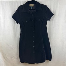 Vintage 90's Express Black Suede Dress Button Down Size 9/10 EUC