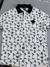 Roberto Cavalli Contrast Trim Short Sleeve Polo Shirt BIANCO Pattern