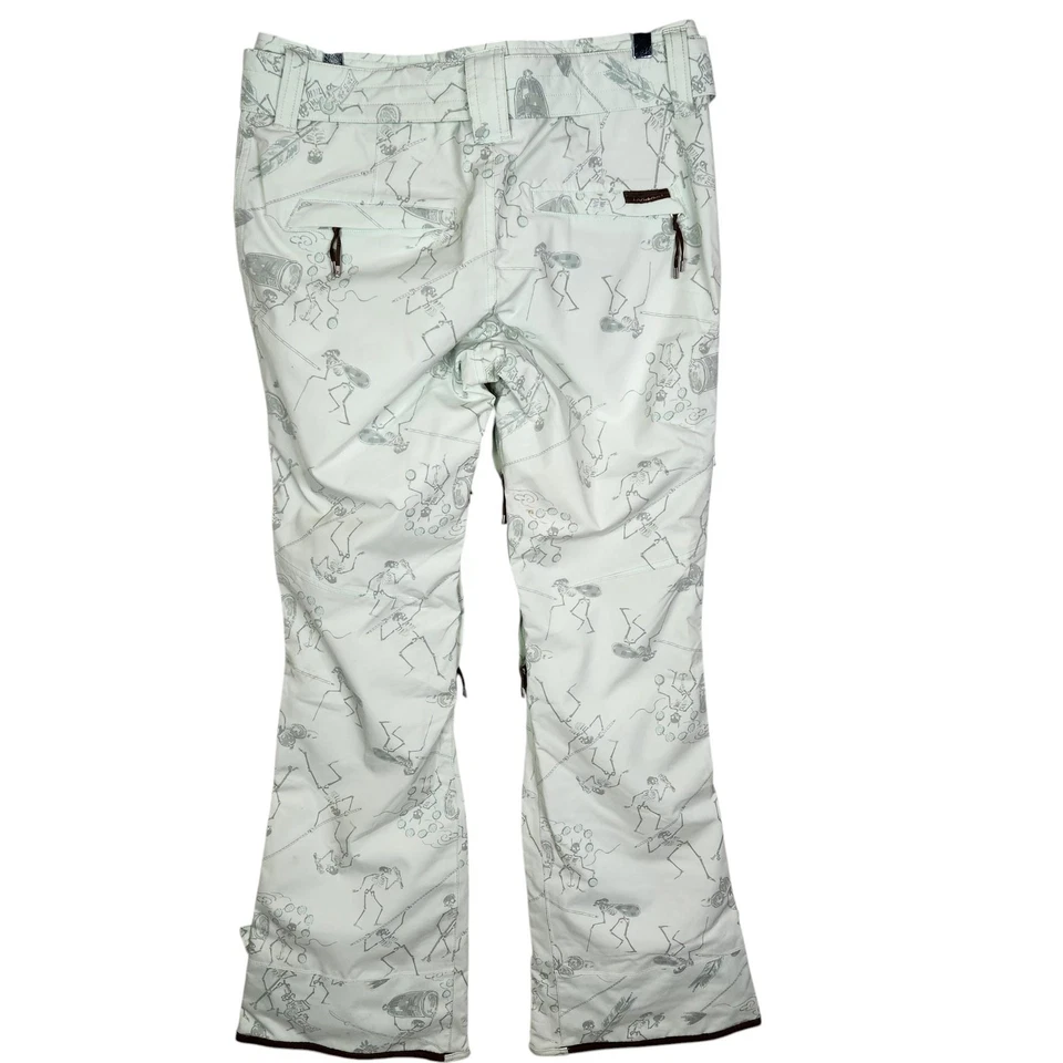 Pantalones de nieve HOLDEN para mujer medianos blancos esqueleto con cinturón impermeables esquí invierno Foto 2 de 4