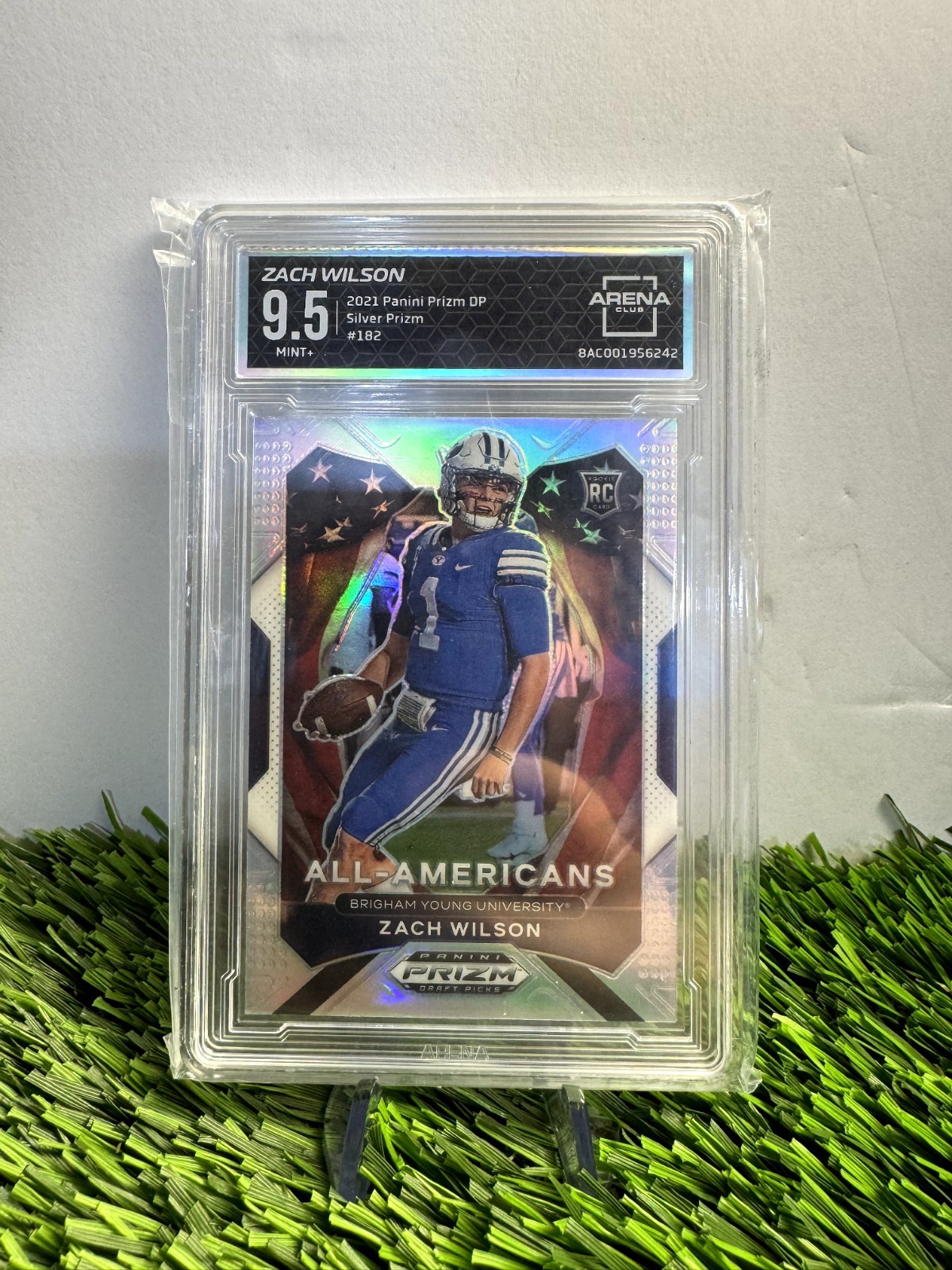 2021 Panini Draft Picks All-American Zach Wilson #182 Silver Prizm RC | AC 9.5