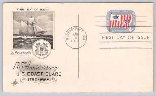 First Day Of Issue  US Coast Guard 175th Anniversary FDC USS Massachusetts UX52