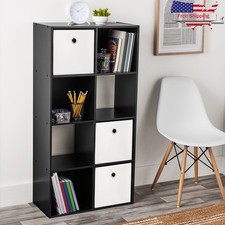 8-Cube Storage Organizer Bookcase Vertical Horizontal Office Shelf Easy Assembly