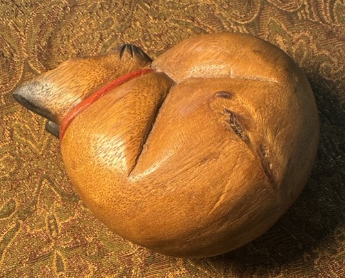 Vintage Teak Thailand Wood Carved Sleeping Siamese Cat Sculpture 5” Inch - Picture 3 of 4
