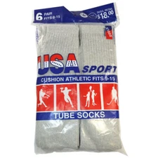 3-12 Paris Mens Athletic Sports Gray Cotton Tube Socks Size 9-15 Made In USA