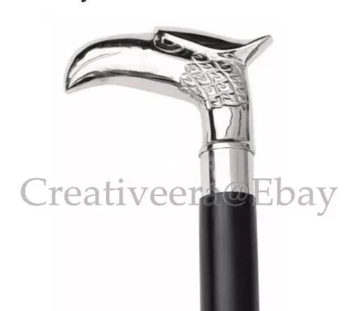 Solid SIlver Brass Eagle Head Handle Victorian Wo… - image 1