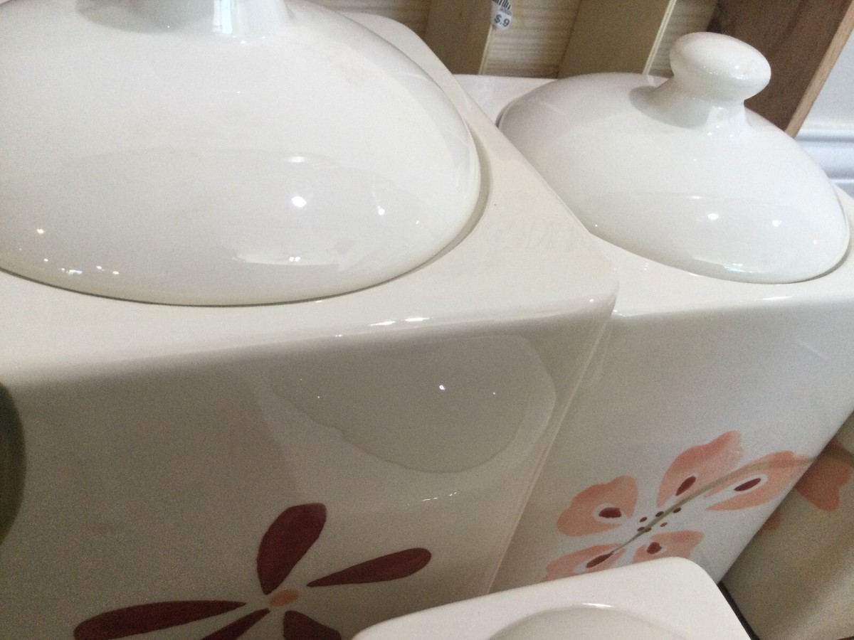 Vintage Corelle Coordinates Ceramic Pretty Pin Canisters Set of (4