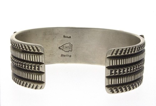Solid Sterling Silver Bracelet By Navajo Artist Calvin Martinez - Picture 4 of 5