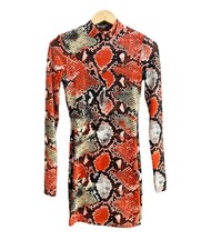Fashion Nova Bodycon Mini Dress Size XS Long Sleeve Snake Animal Print Made USA