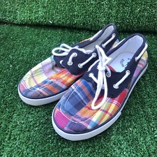 Polo Ralph Lauren Madras Plaid Boat Deck Shoes for Kids Size 1 - barely used.