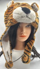 Cartoon Animal Tiger Warm Hat Beanie Earmuff Hoodies Cap With Scarf