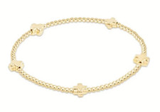 Enewton Signature Small Cross Gold-filled Pattern 2mm Bead Stack Bracelet New