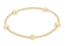 Enewton Signature Small Cross Gold-filled Pattern 2mm Bead Stack Bracelet New