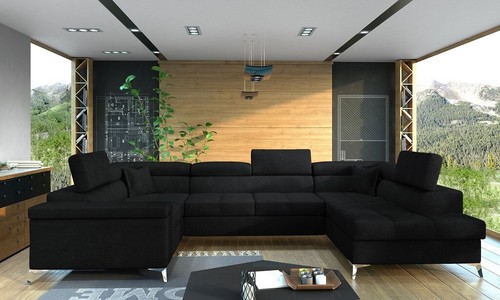 Ecksofa U-Form Sofa Couch Design Polster Schlafsofa Bettfunktion Wohnlandschaft - Bild 10 von 12