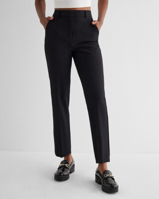 NEW EXPRESS $80 BLACK SUPER HIGH WAISTED EDITOR STRAIGHT ANKLE PANTS SZ 8S