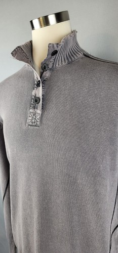 BKE Athletic Fit Sweater Men's L Gray Long Sleeve Destroyed Washed Henley Shirt - Picture 8 of 12