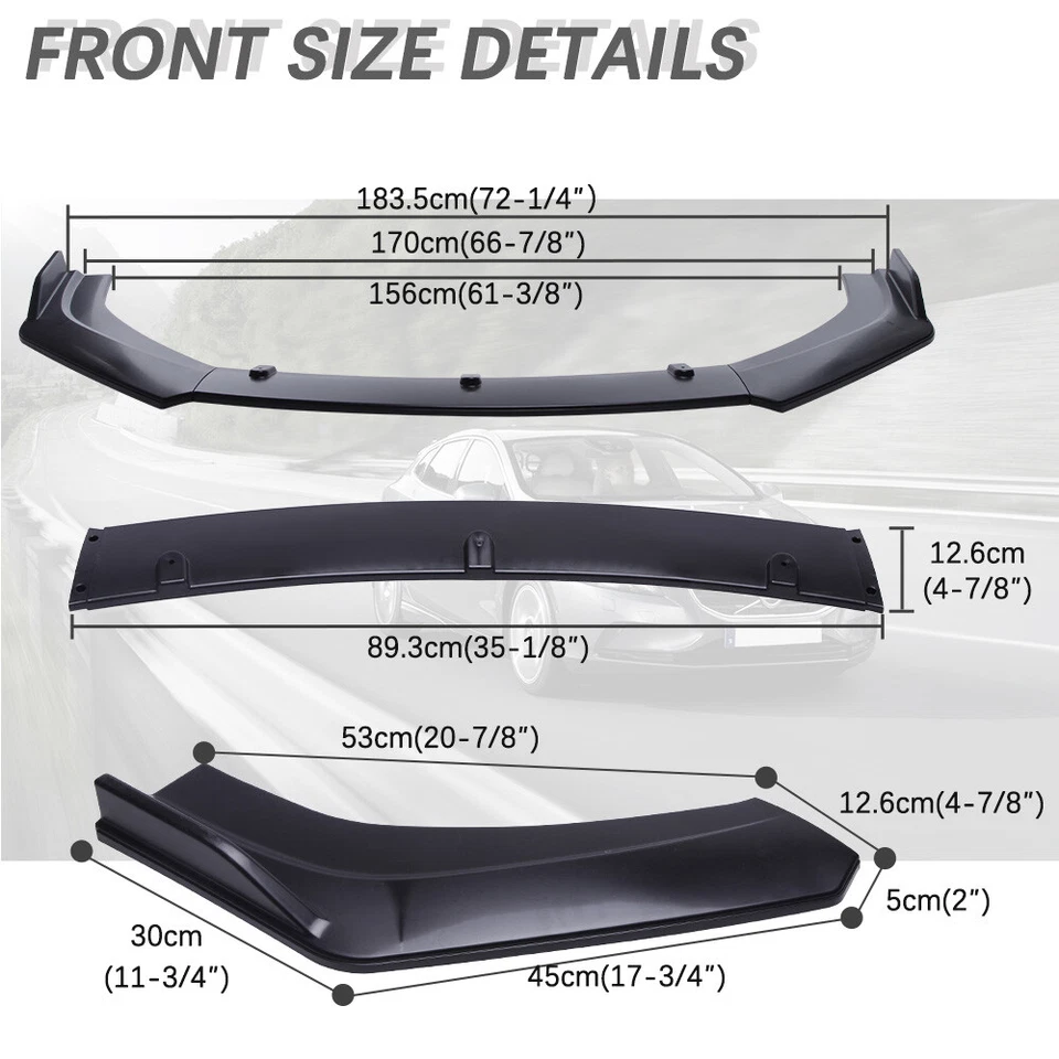 Front Bumper Lip Spoiler Splitter Body Kits + Rods For Subaru Forester SF,SF5 - image 2 of 4