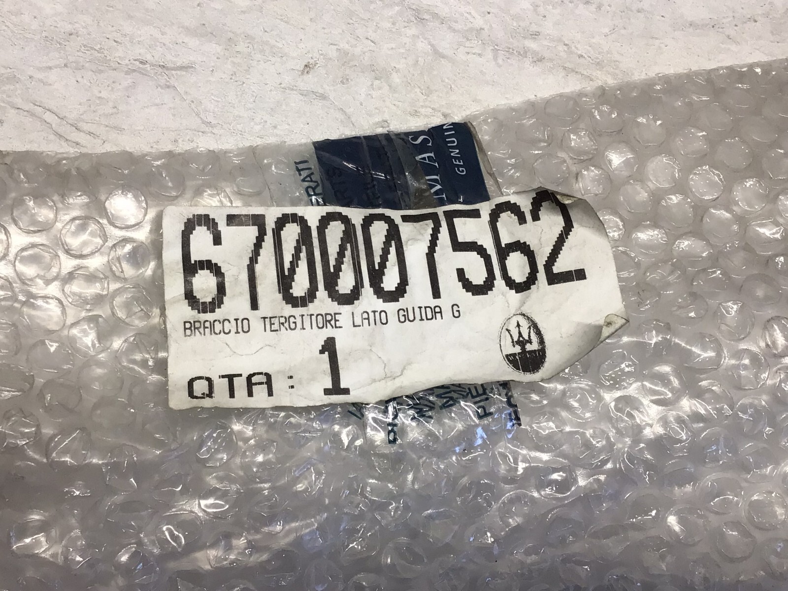 Genuine Maserati Driver Side Windshield Wiper Arm 670007562