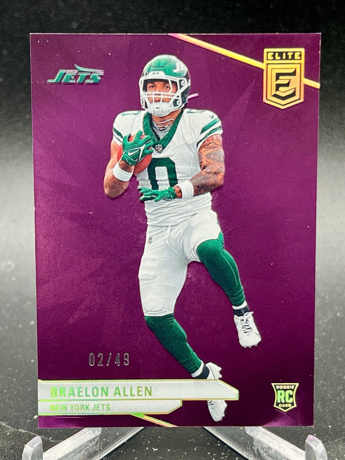 2024 DONRUSS ELITE BRAELON ALLEN ROOKIE RC PURPLE FOIL  /49 NEW YORK JETS