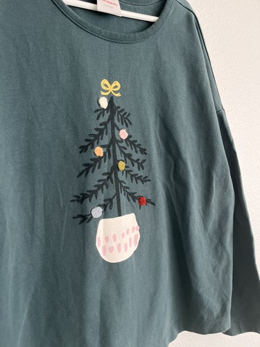 Hanna Andersson Christmas Tree Shirt Size 10 Long Sleeve Green Pajama Cotton - Picture 2 of 8