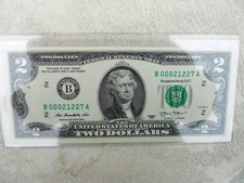 $2 DOLLAR BILL  - HALETHORPE BALTIMORE. MARYLAND Zip Code Serial # 21227 