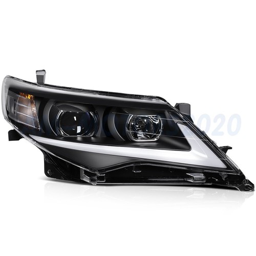 Fits 12-14 Toyota Camry Headlights Assembly DRL Projector Front Black Pair - Picture 2 of 7