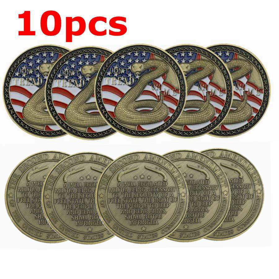 10pcs US Constitution The Second 2ND Amendment Don't Tread On Me Challenge Coin