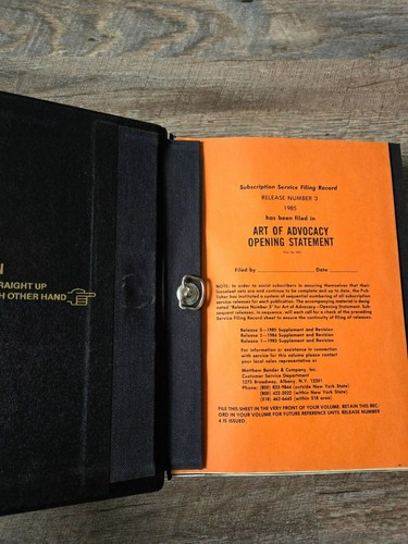 Art of Advocacy Opening Statement Law Binder by Leonard Decof Mathew Bender Hard - Picture 5 of 8
