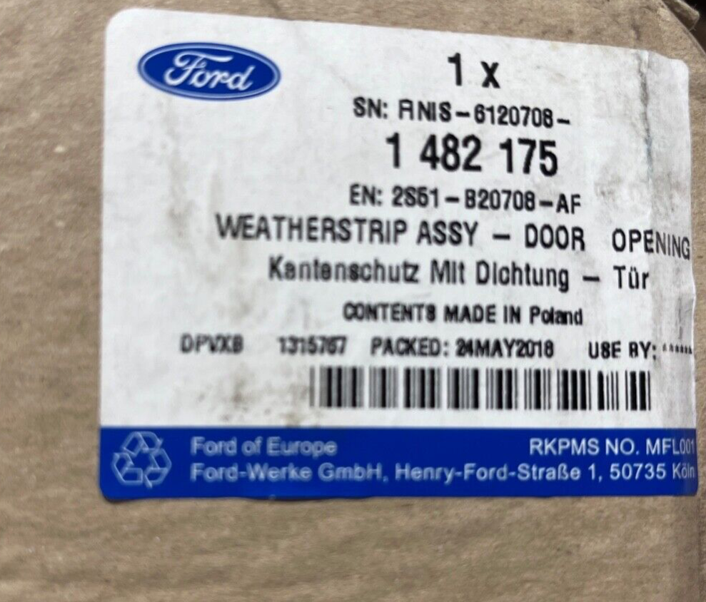 Genuine Ford Fiesta Mk5 Front Door Opening Weatherstrip 1482175 