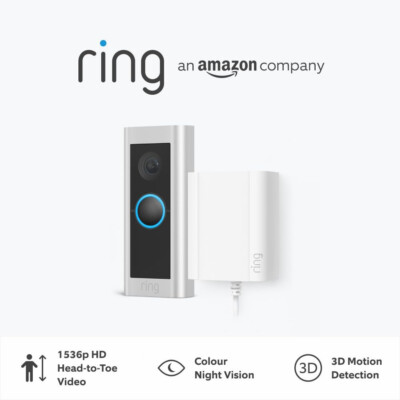 Ring Doorbell Pro with Plug In Adapter Easy Install Smart Video