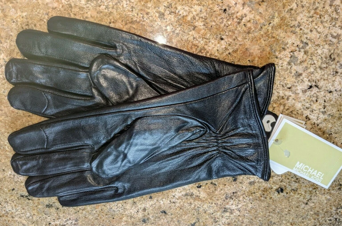 Michael kors black leather gloves top