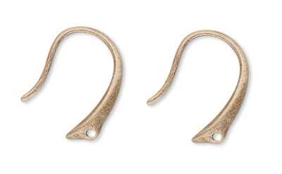 Ear Wire, 10 Antiqued Gold Plated Brass 14mm Fancy Fish Hook
