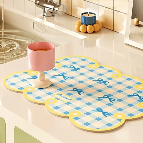 Water Absorbing Leather Placemat Rectangular Insulation Mat Household
