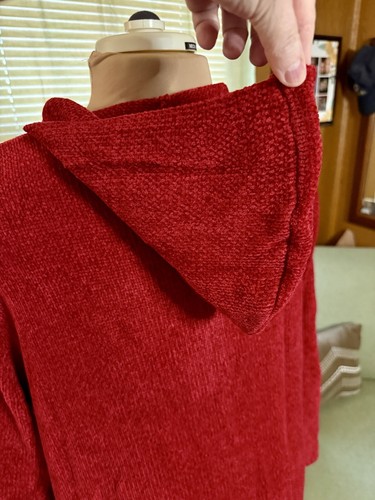 Denim & Co Button Front Cardigan Duster Sweater With Hood - Red (Size 1X) - Picture 13 of 22
