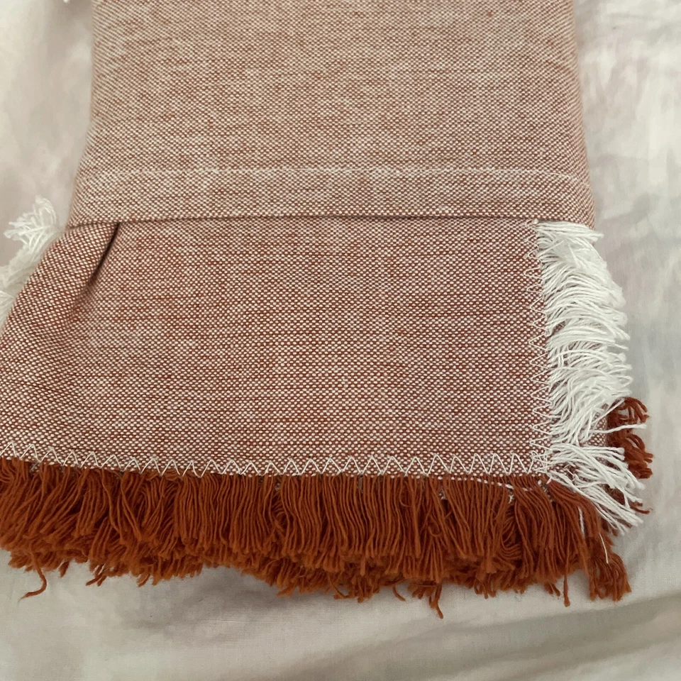 Threshold Pulled Thread Hem Orange Rust Napkins Set/4 New - Image 2 of 2