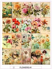 FLOWERS 1 - COMPLETE SHEET OF 20 STICKERS