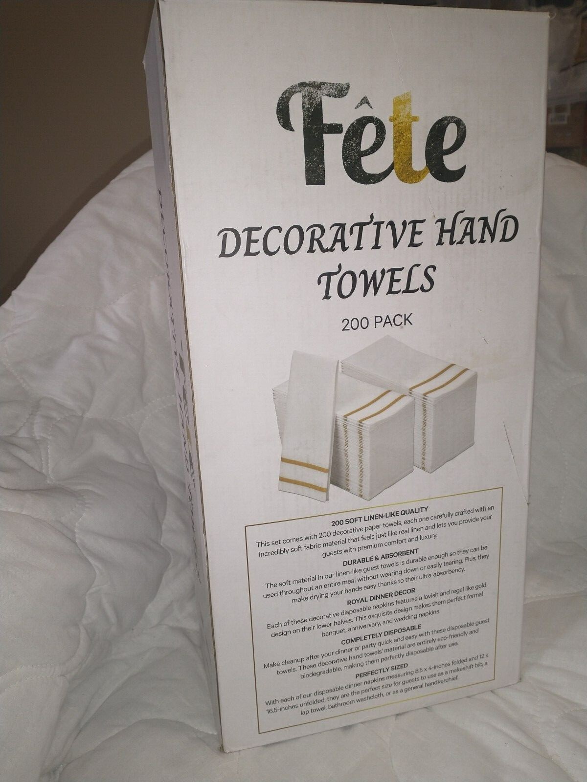 Fete Disposable Hand Towels 200 use for Bathroom, Formal Dinner, Anniv