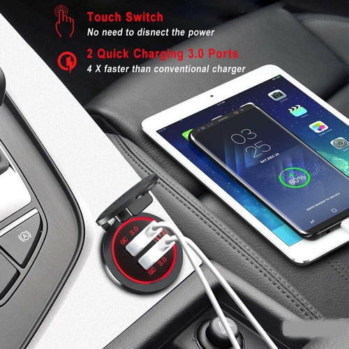 36W LED QC 3.0 Fast Car Charger Socket Power Outlet Dual USB For Boat Marine RV - Picture 24 of 38