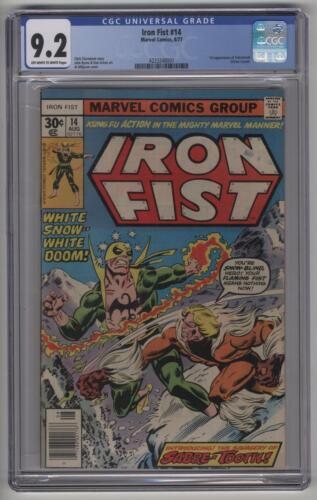 Iron Fist #14 1st Sabertooth CGC 9.2 OW-W Pages Mega Key Bronze Age Book - Picture 1 of 2