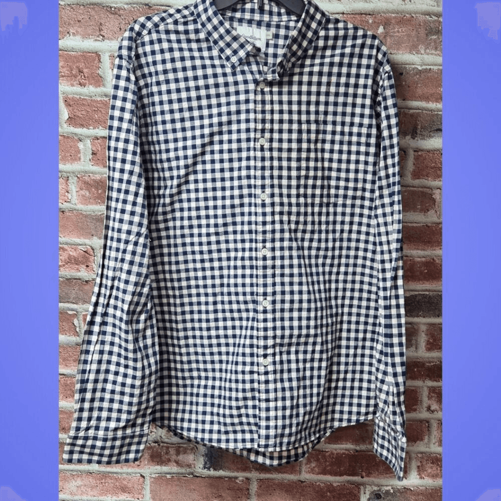 Goodfellow & Co Slim Fit Pink Checkered Stretch Shirt Small Long Sleeve