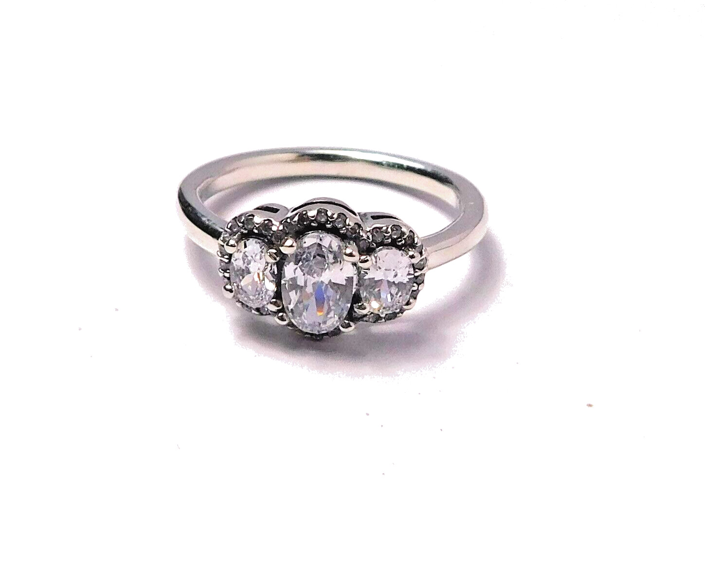 Authentic Pandora Ring, Silver Three Stone Vintag… - image 1