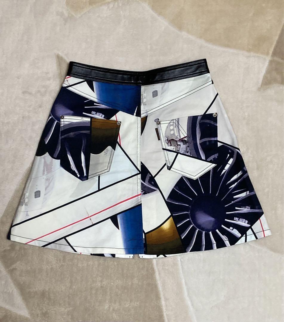 Louis Vuitton Front Zip Skirt Multicolor Cotton Women's Size 36