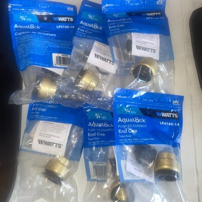 Watts LF4745-14 Quick Connect End Stop Fittings, 3/4'' - Lot of 6 NEW SEALED