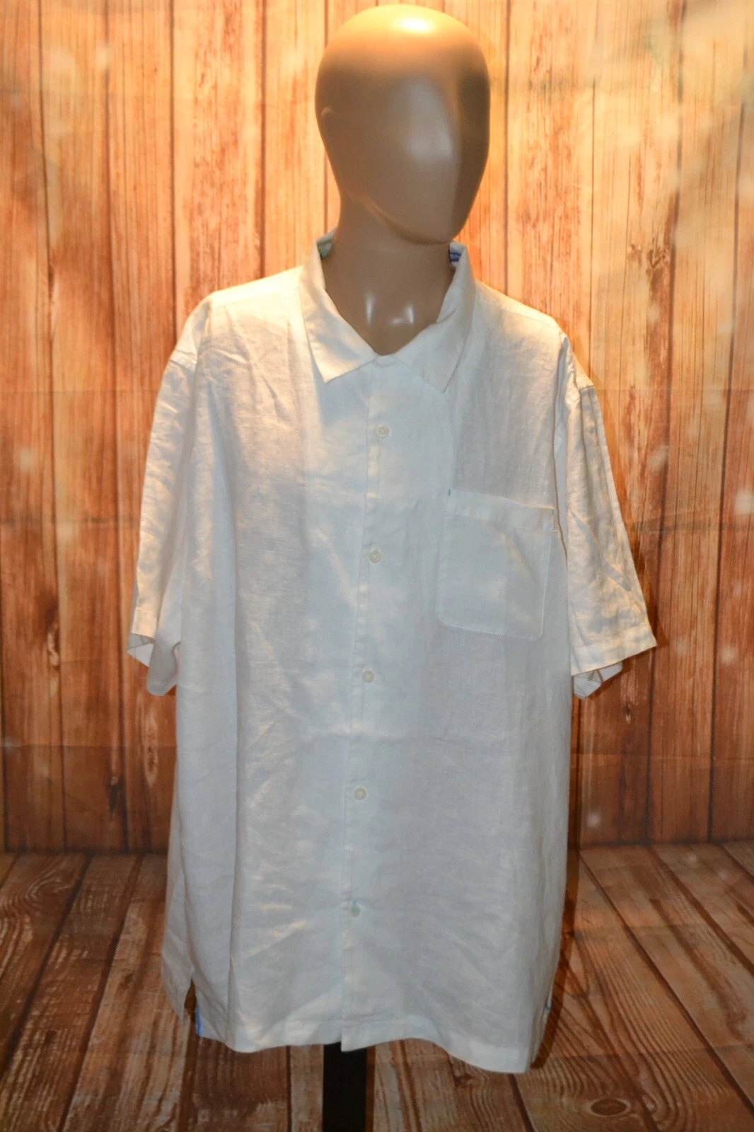 Tommy Bahama Men Summer 100% Linen Button Up Short Sleeve Shirt Sz 2XL
