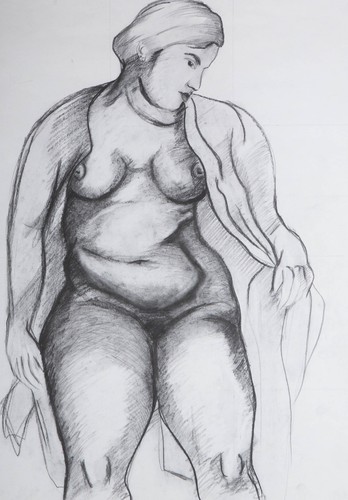 20th Century Charcoal Drawing - Female Nude - Picture 2 of 4