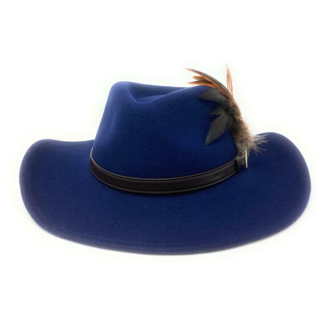 Wide Brimmed Fedora Hat with Removable Country Feather  display picture 3