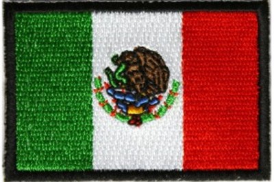 MEXICAN FLAG 3'' x 2'' iron on patch (2984) Biker Mexico (C35)