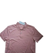 Calvin Klein Men's Smooth Cotton Logo Short Sleeve Polo Shirt Coral,Size Large