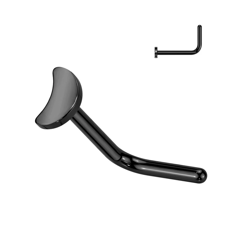 Piercing Al Naso In Titanio - Croissant Di Luna Sopra - - Immagine 3 di 4